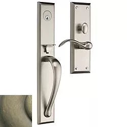 Cody Full-Escutcheon Baldwin mortise door lock in Satin Brass and Black