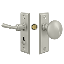 Screen Door Tubular Lockset with Rectangular Plates - US3-UNL - Unlacquered Brass
