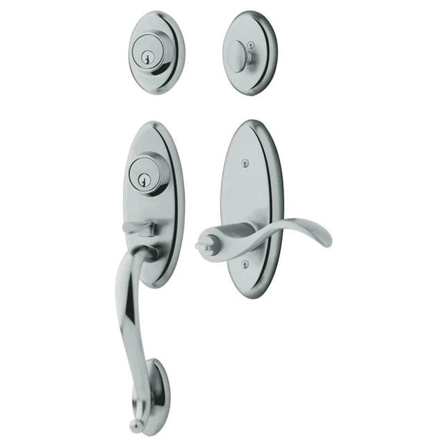 Sectional Handleset with Wave Lever - 044 - Lifetime (PVD) Satin Brass; RH