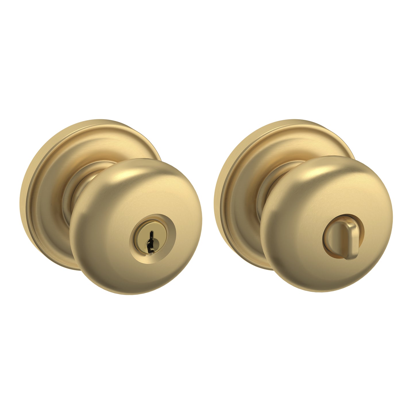Solid Brass Door Knob Set — Keyed - 031 - Non-lacquered Brass