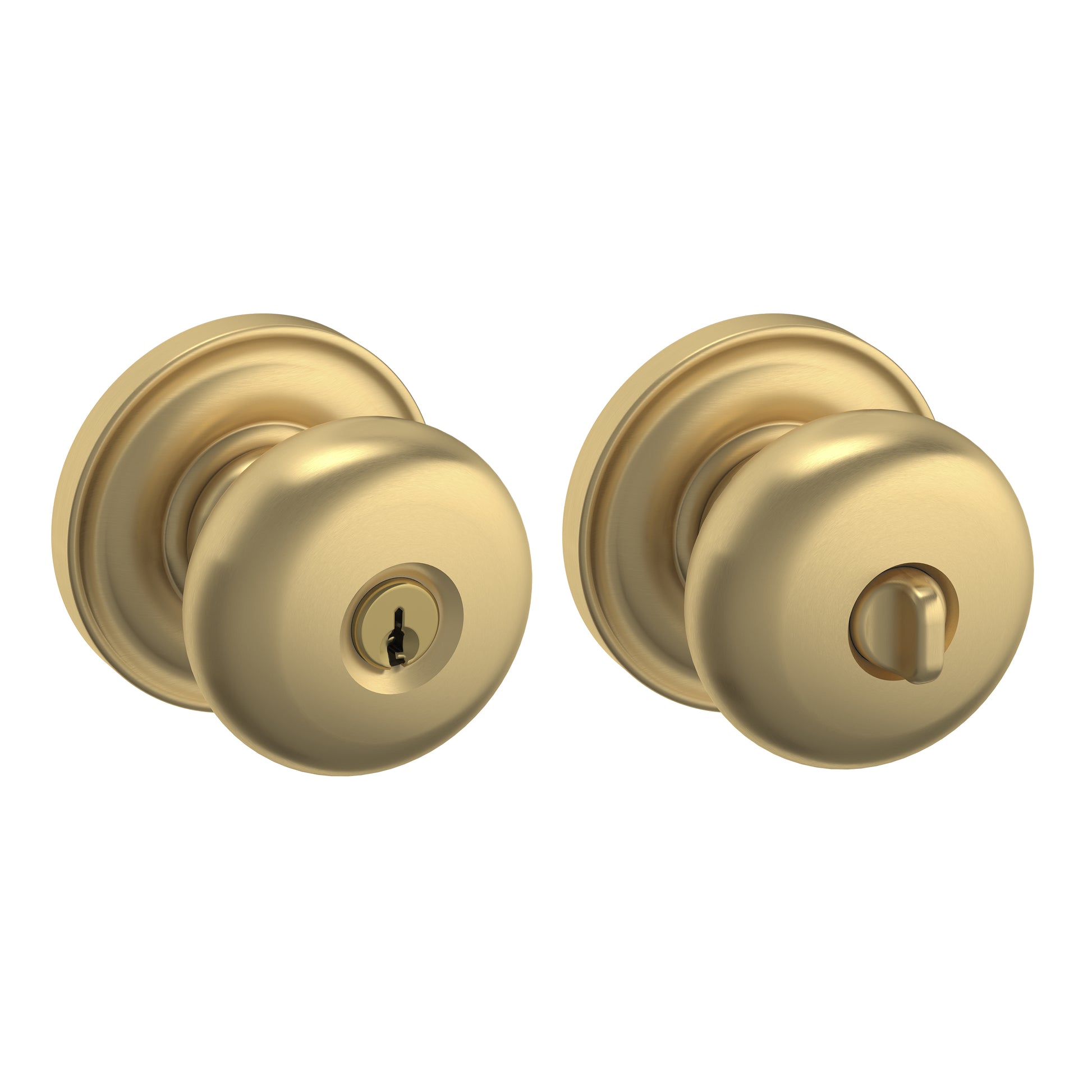 Solid Brass Door Knob Set — Keyed - 031 - Non-lacquered Brass