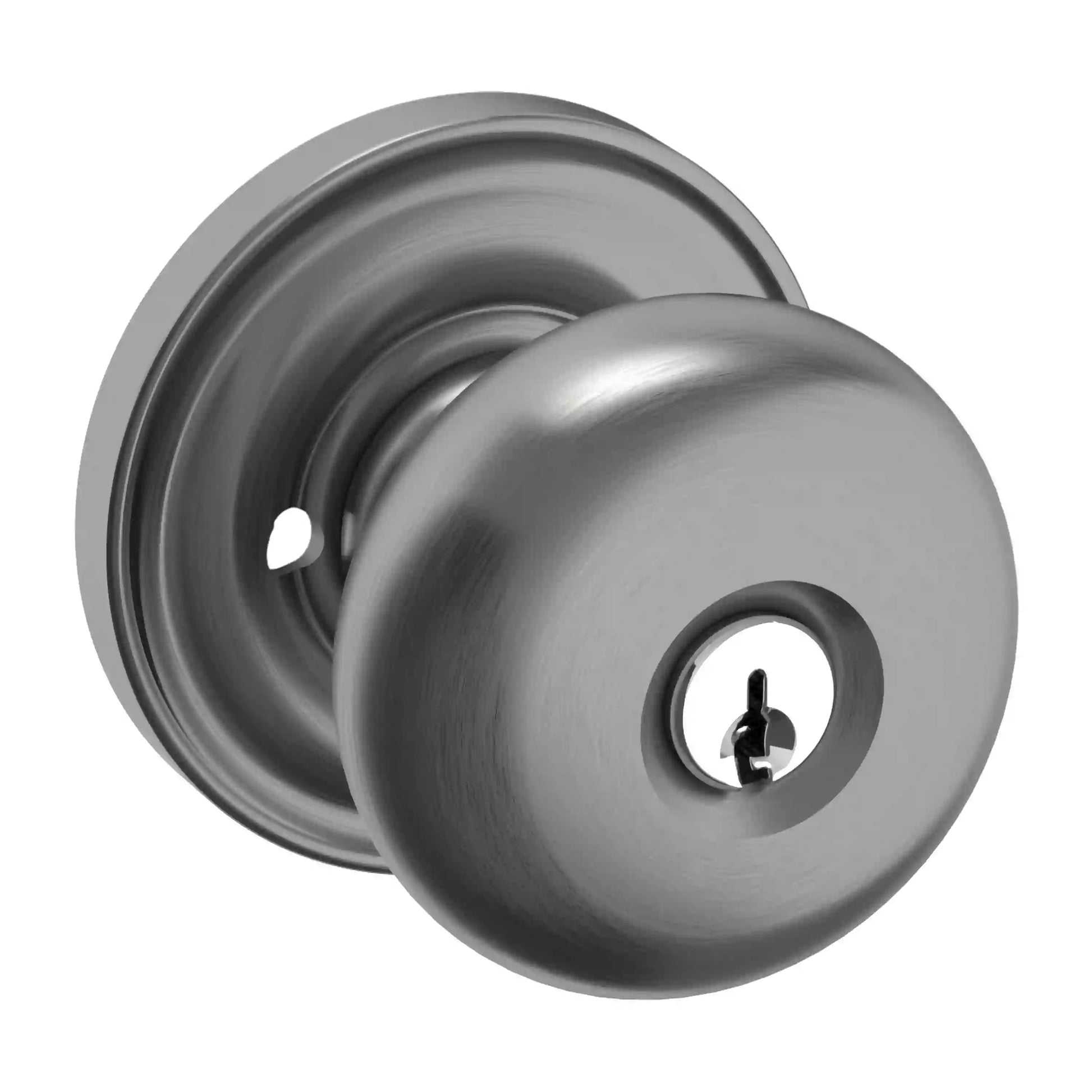 Solid Brass Door Knob Set — Keyed - 055 - Lifetime (PVD) Polished Nickel