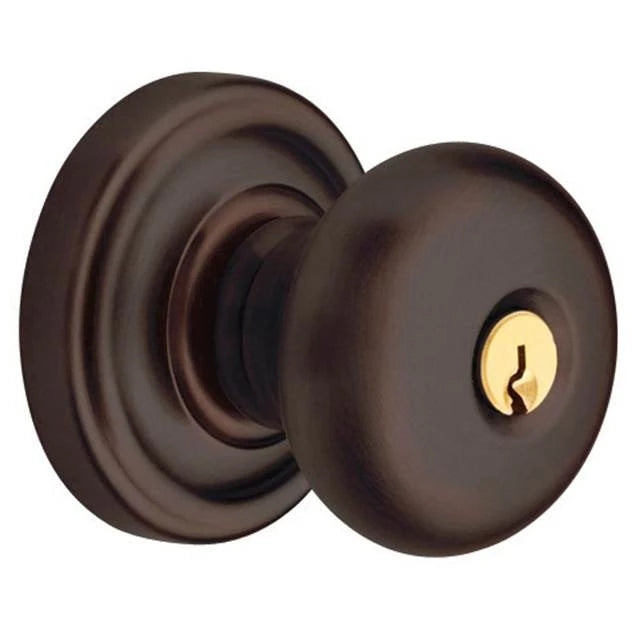 Solid Brass Door Knob Set — Keyed - 060 - Satin Brass & Brown