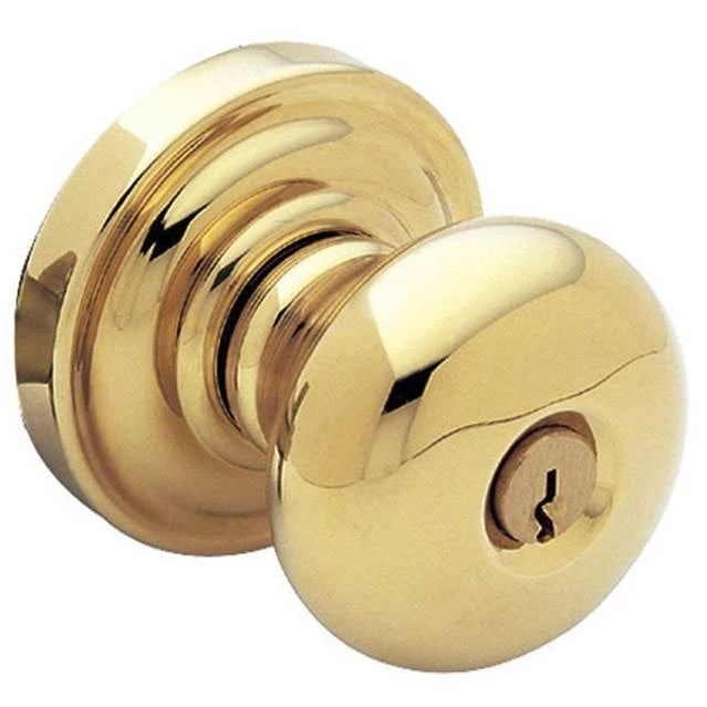 Solid Brass Door Knob Set — Keyed - 003 - Lifetime (PVD) Polished Brass