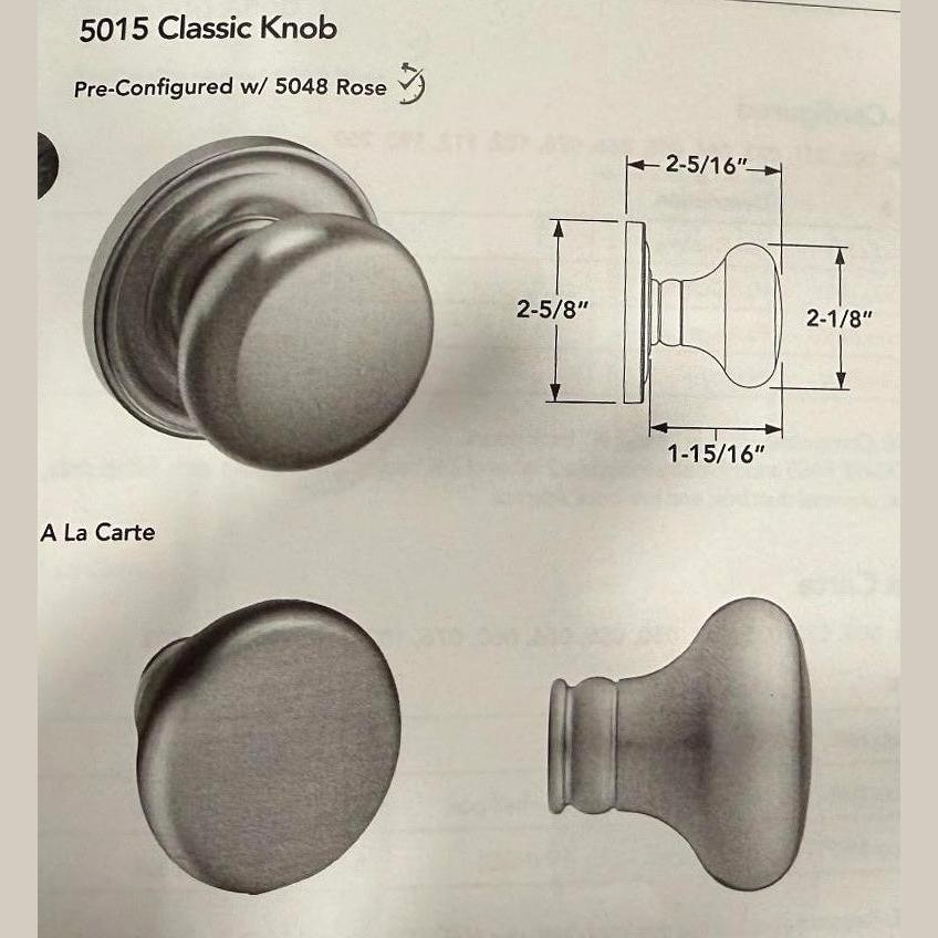 Solid Brass Door Knob Set — No Key - Non-Lacquered Brass