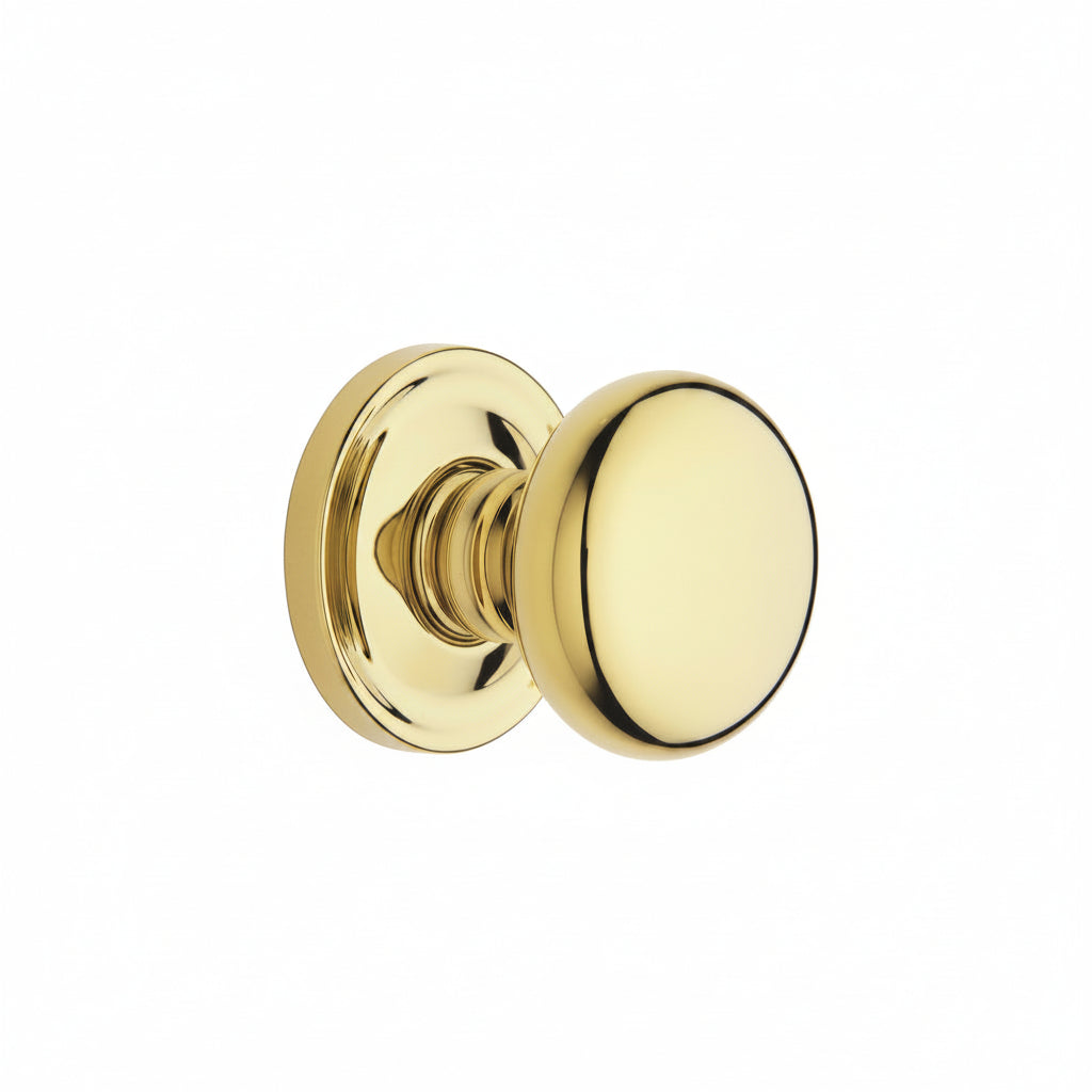 Solid Brass Door Knob Set — No Key - Non-Lacquered Brass; Passage - non locking